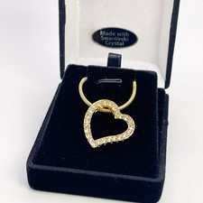 Open Heart Pendant Necklace on Snake Chain Made with Swarovski Crystal - NEW