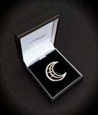 Scottish Silver Moon Crescent Lunar Eclipse  Brooch Carrick Jewellery c/w Box
