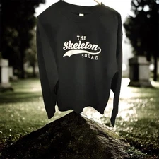 Mens Sweatshirt Size M-The Skeleton Squad. Mens Size Medium Black Goth Emo