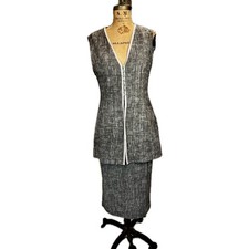 BARBARA BUI MINT/New Vintage S/M Linen Grey Linen Wrap Skirt Set   1990s