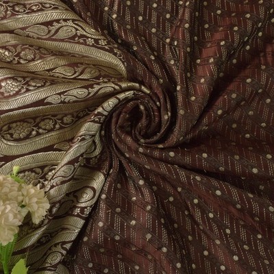 Sanskriti Vintage Brown Soft Pure Satin Saree Banarasi Brocade Zari Handmade 5+Y
