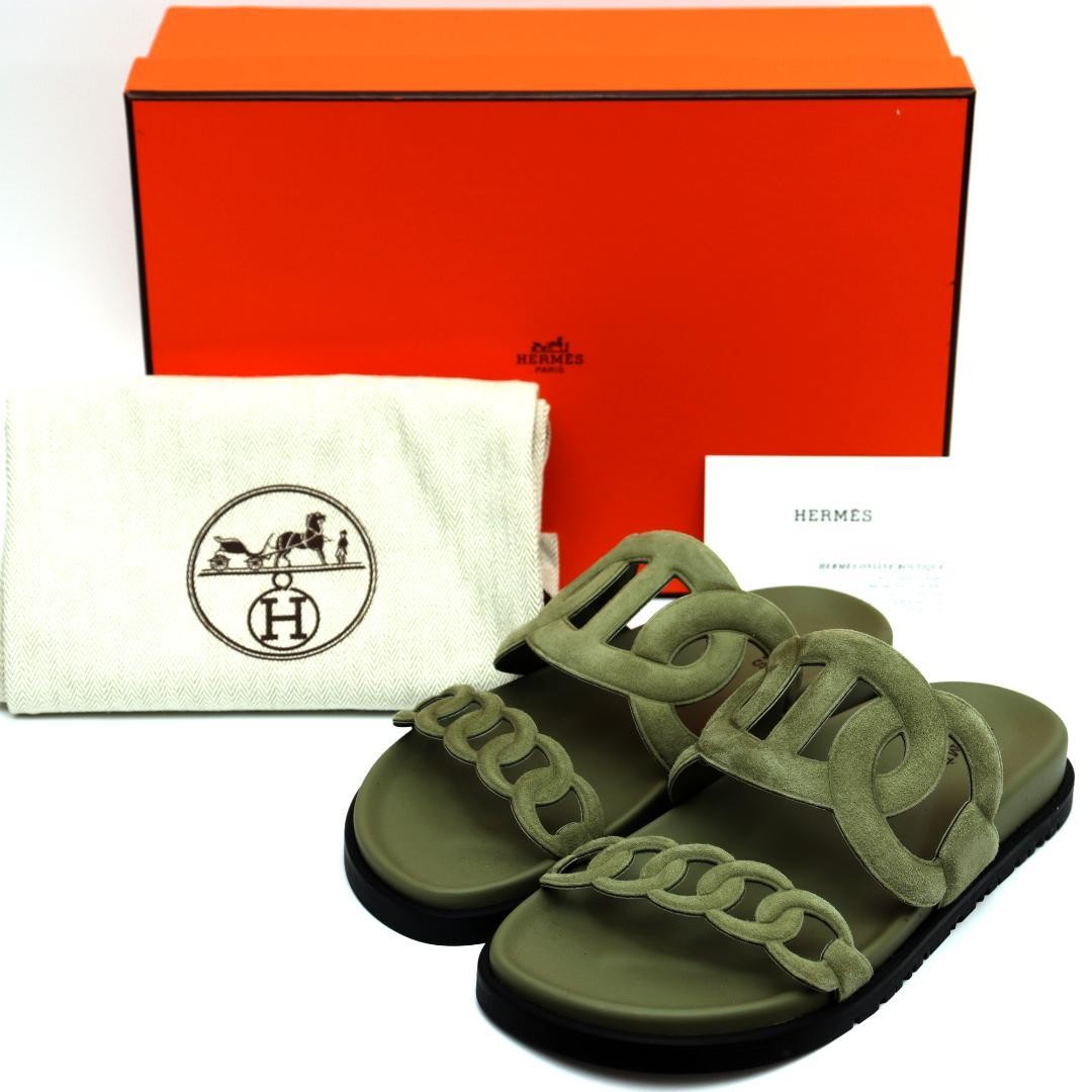 Hermès Womens Sandals Size 6US 23cm Extra Storage Mint Green Like New