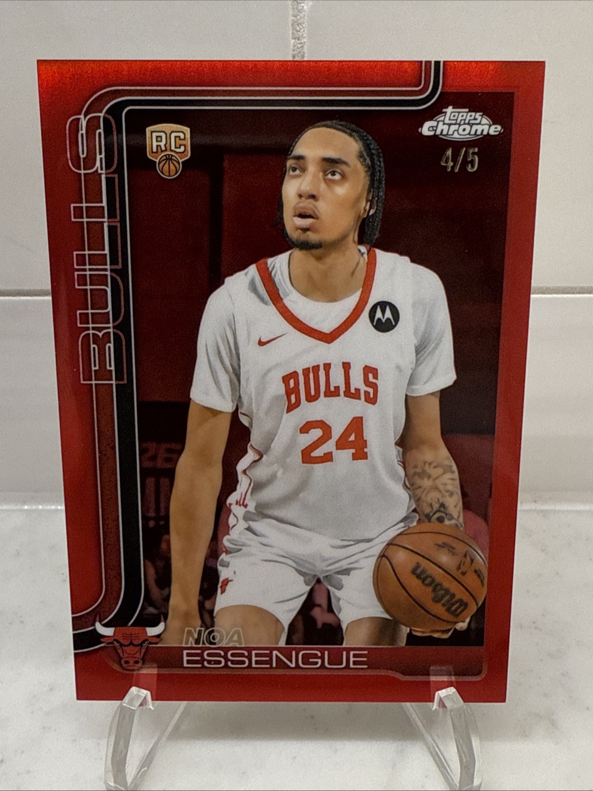 Noa Essengue 2025-26 Topps Chrome #262 RED Refractor RC Rookie SSP /5 Bulls 📈