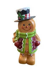 Plow & Hearth Lights Gingerbread Statue LED Christmas Resin Figurine 18”Inch