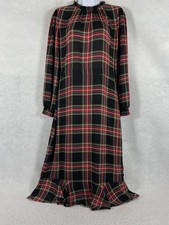 J Crew Dress Women’s 6 Black Red A-Line Ruffle Neck  Tartan Plaid Cottagecore