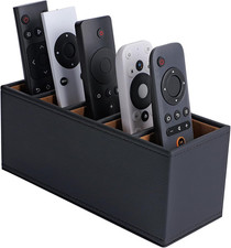 5-Slot Remote Control Holder, PU Leather TV Remote Caddy for Table