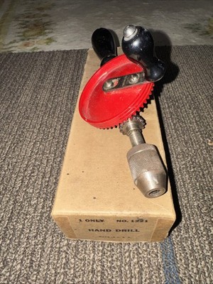 Vintage  Stanley 1221 Hand Crank Drill Egg Beater Made In USA
