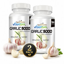 Garlic Oil 5000 MG 2X100  200 sofgel Cholesterol Cardio Health Very Fresh Pills