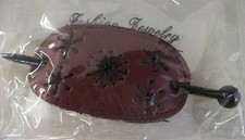 2 NEW Womens Fashion Hair Pins Oval with Stitching Rust Color