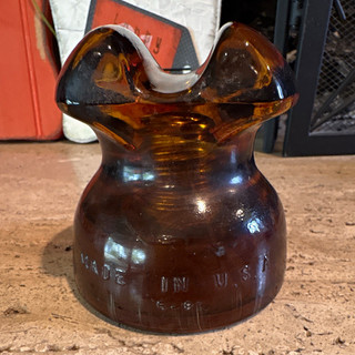 Hemingray 62 5 8 GLASS POWER LINE ELECTRICAL INSULATOR THREADED MARKED MA IN USA