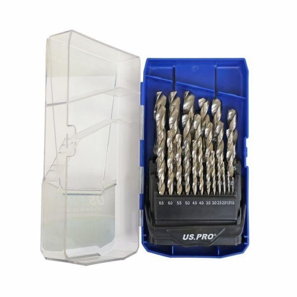 US PRO 25pc HSS Metric Steel Drill Bit Set, 1mm-13mm Bits
