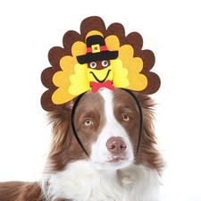 RYPET Turkey Dog Headband - Thanksgiving Costume for Medium and S, Yellow