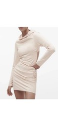 Zara Creme Colored Hooded Open Back Dress