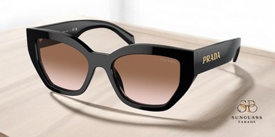 PRADA PR A09S 1AB0A6 Black Brown Gradient 53 mm Women's Sunglasses