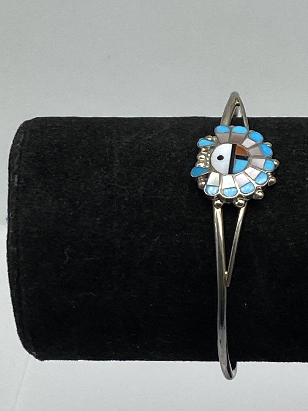 E .R Sterling Silver Native American Multi Stone … - image 1