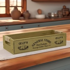 Vintage Wooden Egg Rack for 12 Eggs | Rustic Kitchen Egg Holder Storage Tray