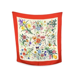 Authentique foulard Gucci vintage en soie rouge à fleurs Flora 1966 Accornero