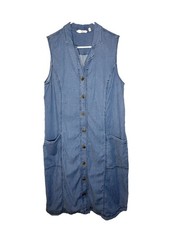 Soft Surroundings Dress Womens M Medium Denim High Point Sleeveless Button Up