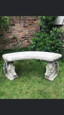 Stone Garden Horse Head Curved Top Bench