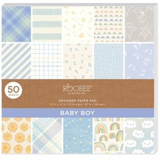 Scrapbook Paper Pad 12x12 50 Sheets 25 Designs Baby Boy Blue Themed