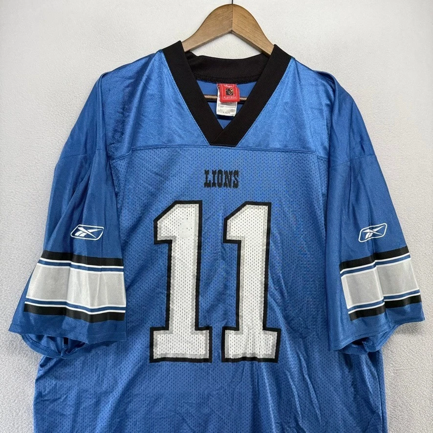 Camiseta De Colección Detroit Lions Para Hombre XL Azul Roy Williams Jugadores NFL Malla y2k Foto 3 de 4