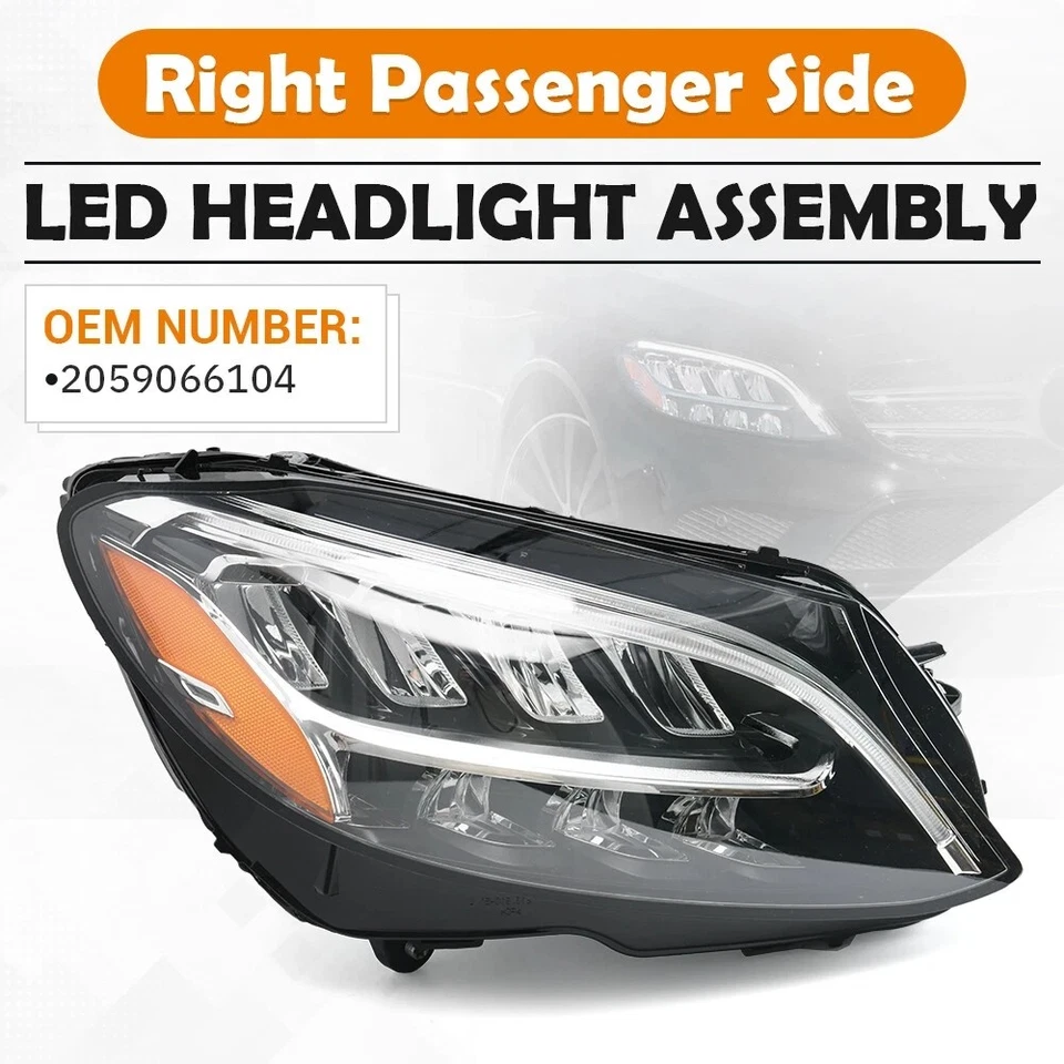 Faro derecho del pasajero para Mercedes Benz C300 C43 C63 AMG 2019-2021 LED Foto 2 de 4