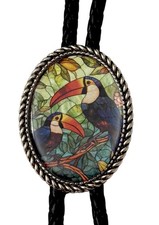 Toucan birds Bolo Tie - Personalized Cord Color ,length , and tips /B09