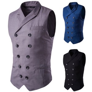 Mens Business Formal Suit Vest Slim Fit Tuxedo Waistcoat Double Breasted Coat US
