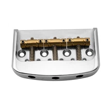 Musiclily Ultra Chrome Alu Plate Brass 3-Saddle Short Vintage Bridge For Tele