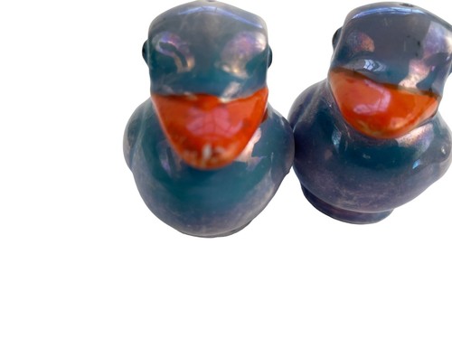 Vintage Kookaburra Birds Lusterware Salt Pepper Shakers Blue Made In Japan - Picture 7 of 9