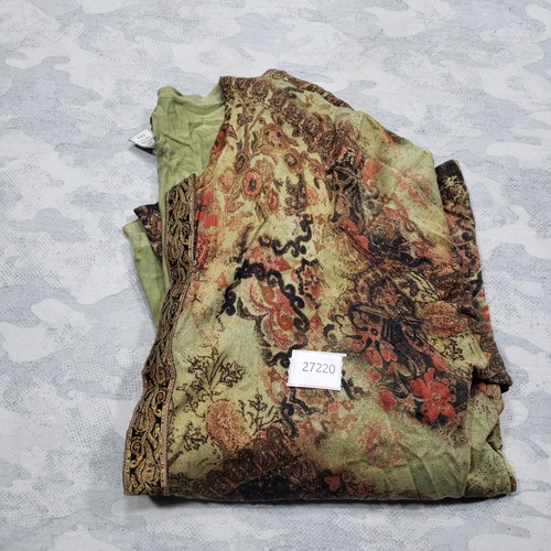 Chicos Cardigan Top Womens 3 Green Open Front Floral Print Long Sleeve - Picture 10 of 10