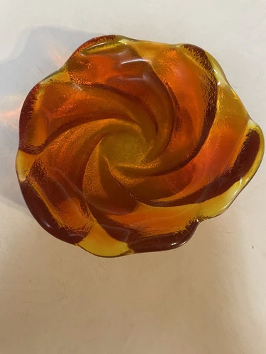 Fenton Vintage MCM Amberina Swirl Candy Dish/Ash Tray