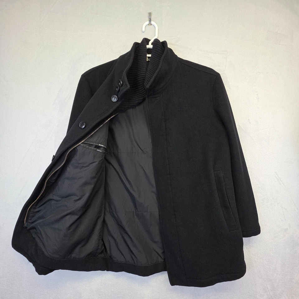 Hugo Boss Crima Coat Mens 48 Black Wool Cashmere Preppy Quiet Luxury Old Money - Image 4 of 4