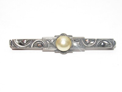 Broche Ancienne Art Déco - Argent Massif Et Marcassite - Vintage