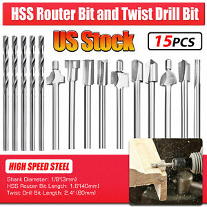 15X-Dremel-Rotary-Multi-Tool-Cutting-Guide-HSS-Router-Drill-Bits-Attachment-Set