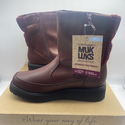 MUK LUKS Women's Slope Natalie Boots Wine 7/M New