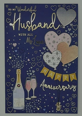 AVANT GARDE Husband Wedding Anniversary Card - High Quality Lovely words 9" x 6" - free P&P