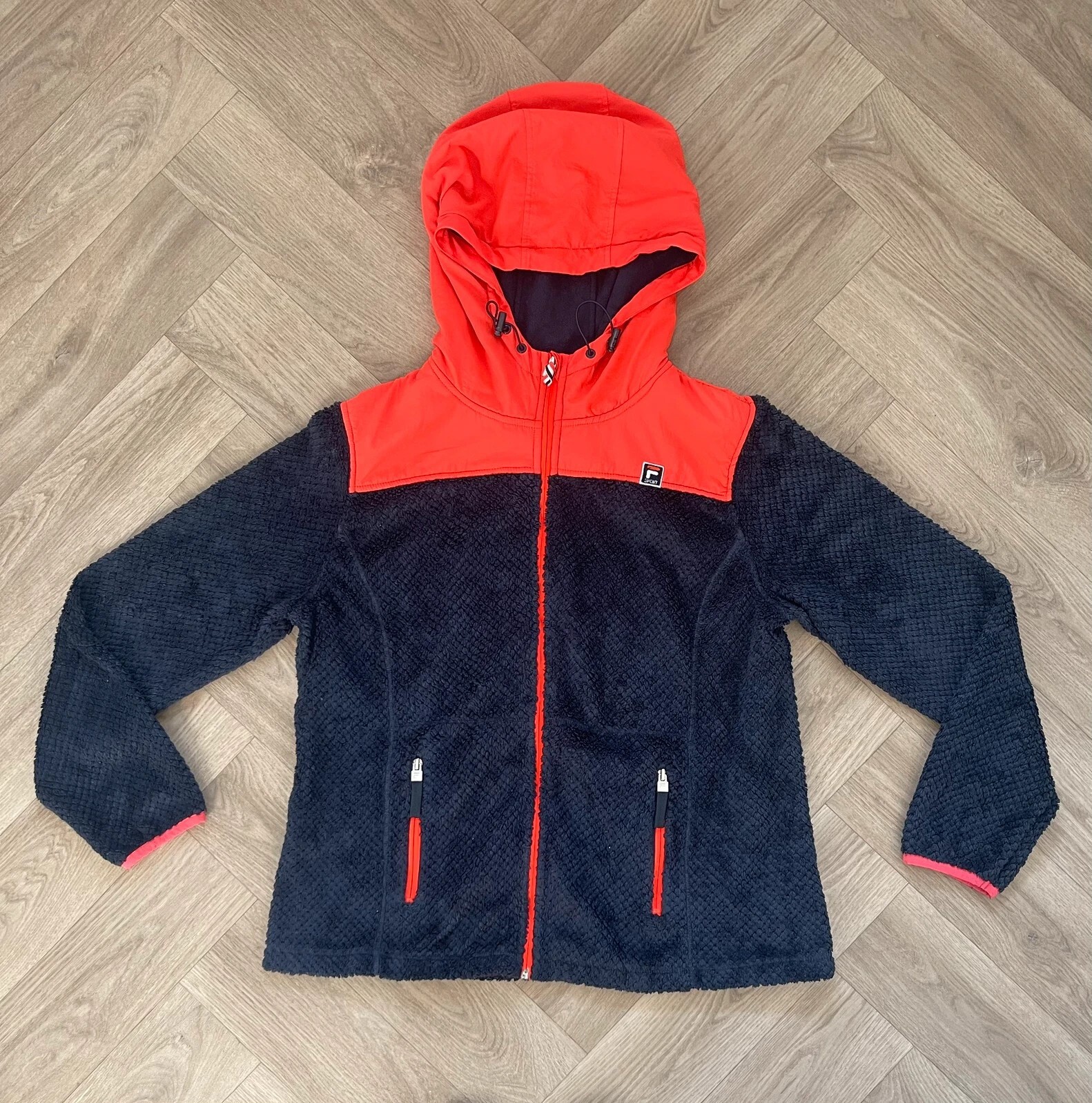 Giacca con cappuccio FILA Sport in pile bicolore