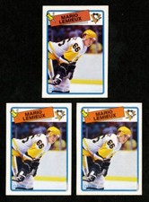 1988 O-PEE-CHEE 1 MARIO LEMIEUX 3 CARDS 2 WITH WHITE CORNER PIPING DESIGN ERRORS