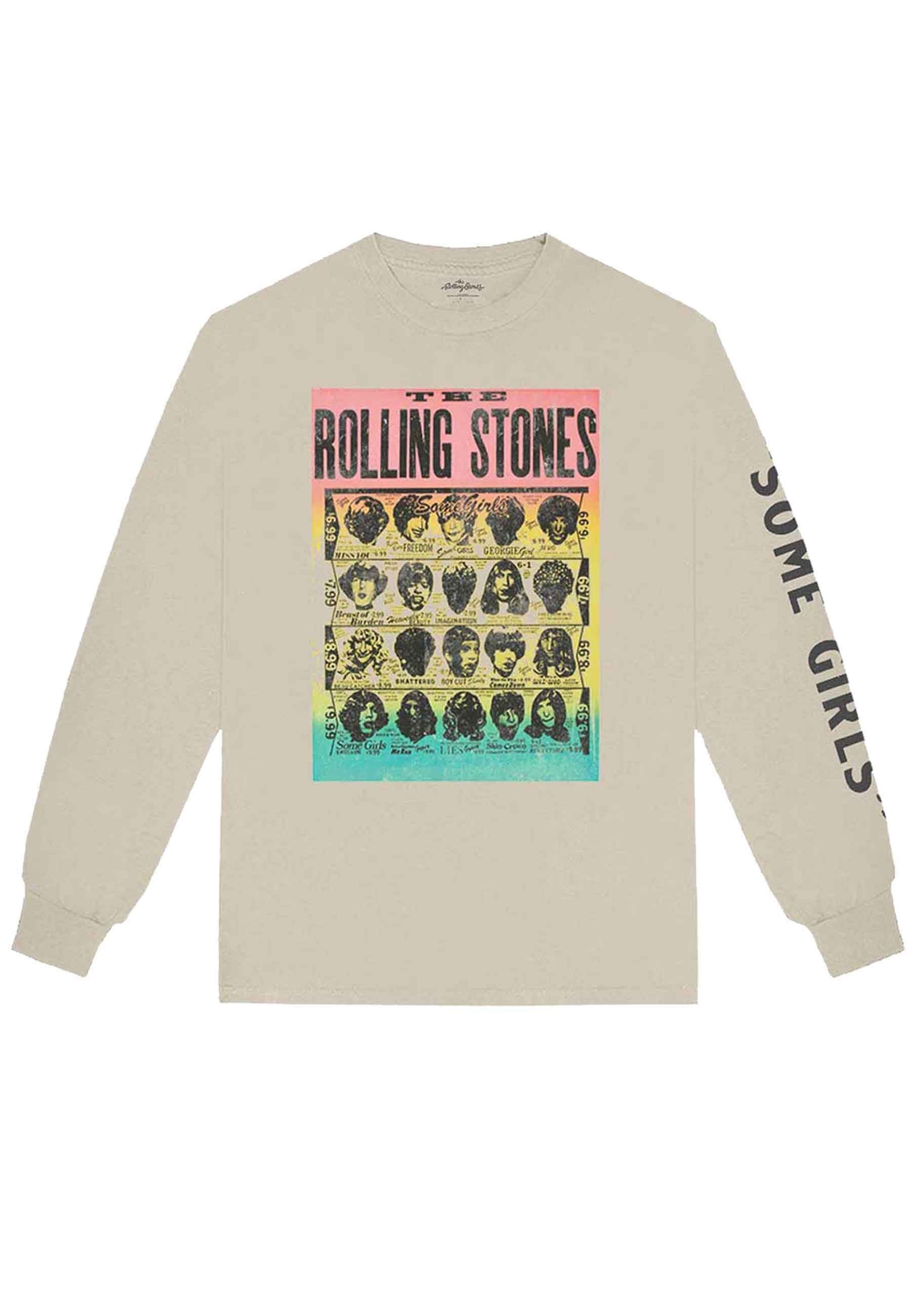 Official Rolling Stones Some Girls Band Logo Unisex Sand Long Sleeve Tee