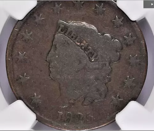 NGC AG 3 BN  1825 1C CORONET HEAD