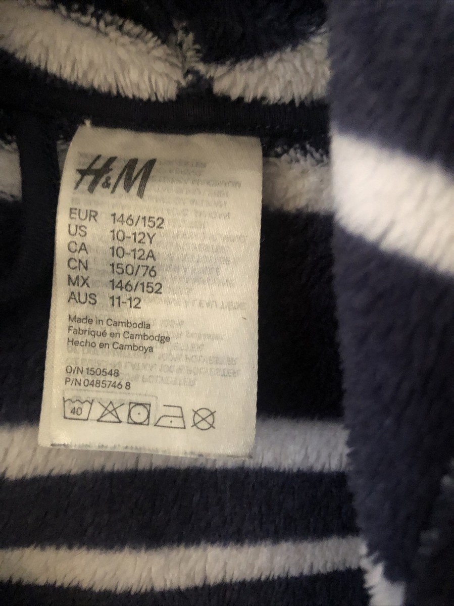 N Boys H&M dressing gown blue/white Hooded 10/12yrs worn good