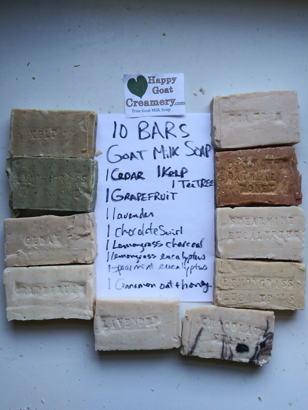10 BARS HANDMADE GOAT MILK SOAP HAPPY GOAT CREAMERY CHEAP PURE ESSENTIAL OIL 