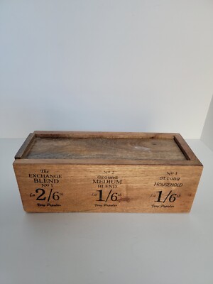 World Market Wood Coffee Tea Box Sectioned Container 4'' x 4'' x 11''