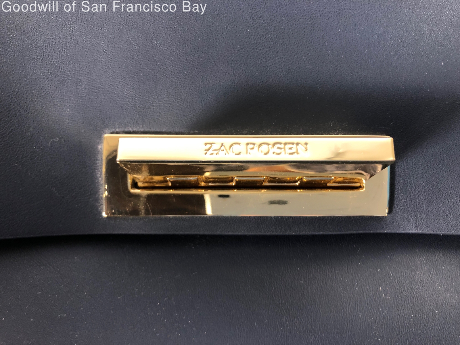 Zac Posen Womens Navy Leather Detachable Strap Inner Pockets Satchel