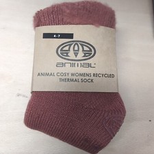  TTT Animal Cosy Womens Recycled Thermal Socks, 4-7, Dusky Purple, New