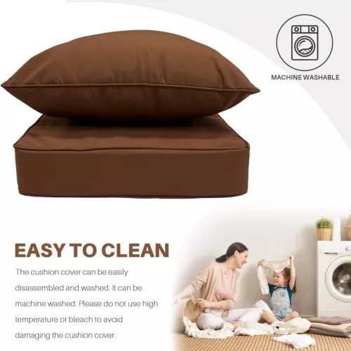 indoor Outdoor Patio Deep Seating Cushion Set with Ties Sofa Seat/Back Cushion - Picture 49 of 50