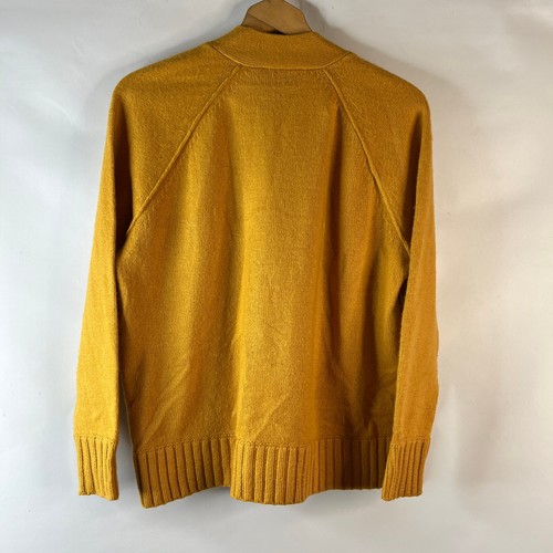 Ann Taylor Womens Cardigan Sweater Size LP Yellow V-Neck Button Ribbed Cuff Wool - Picture 7 of 10