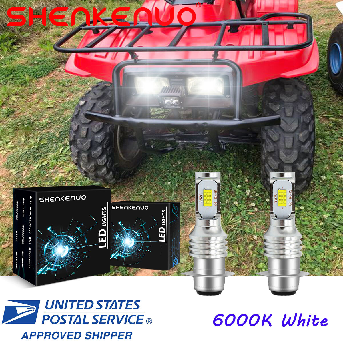 For Yamaha Rhino 450 660 700 H6M P15D 6000K 3570 Combo LED Headlights