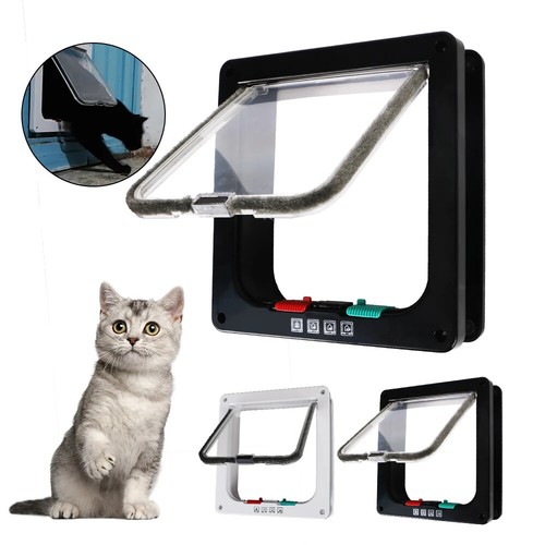 4 Way Lock Security Flap Door Small Pet Dog Supplies Cat Puppy Safety Gate New